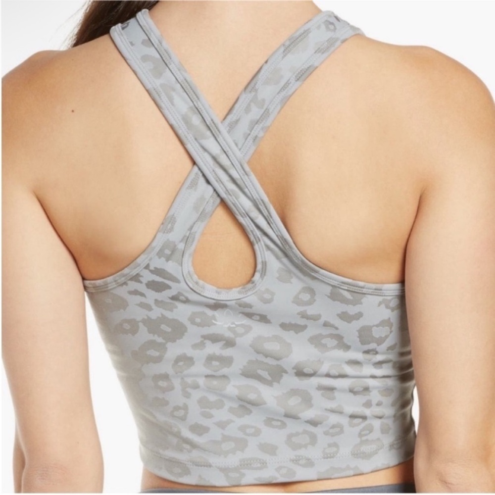 Beyond Yoga Studio Crop Sports Bra Grey Animal Print Size Large - Picture 7 of 7